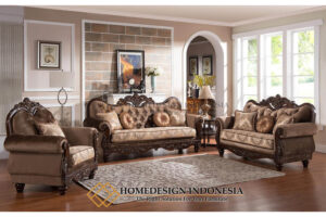 Sofa Tamu Mewah Jepara Kayu Jati Finishing Natural Elegant Prodesk FM-171