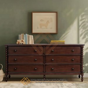 Drawer Minimalis Mewah Kayu Jati Natural Dark Brown Color FM 317