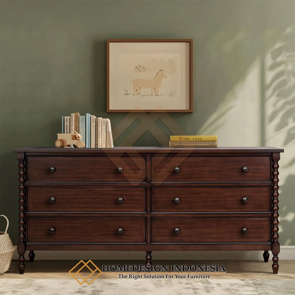 Drawer Minimalis Mewah Kayu Jati Natural Dark Brown Color FM-317