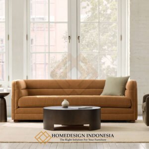 Harga Sofa Minimalis Jepara 2 Seater Soft Orange Fabric FM 343
