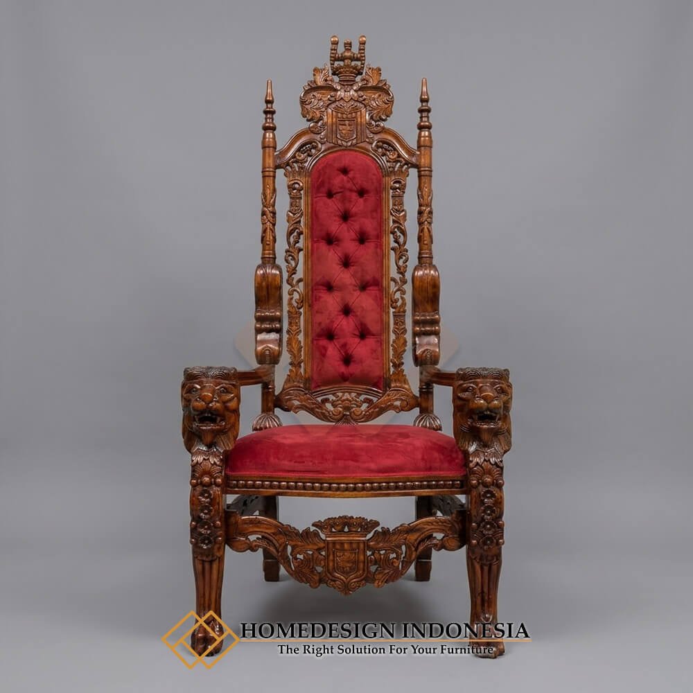 King Chair Teak Wood Classic Natural Walnut Carving FM-331.1