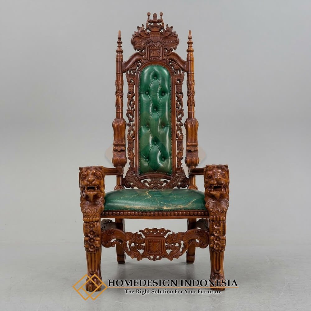 King Chair Teak Wood Classic Natural Walnut Carving FM-331.2