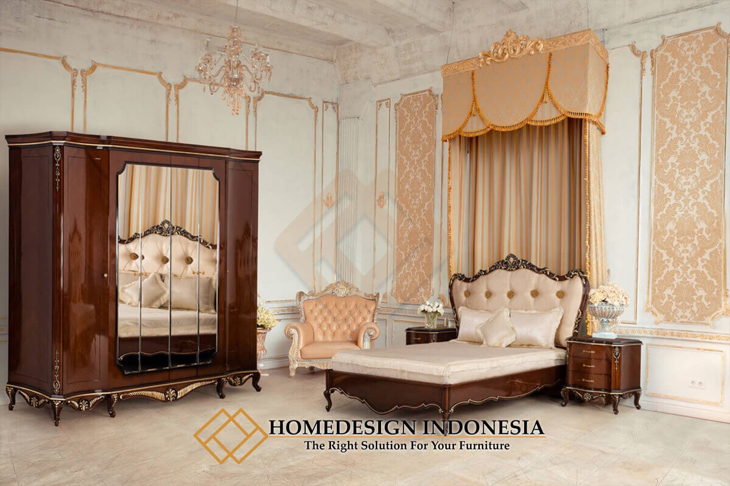 Lemari Pakaian Mewah Jati Natural Glossy Furniture Jepara FM-346