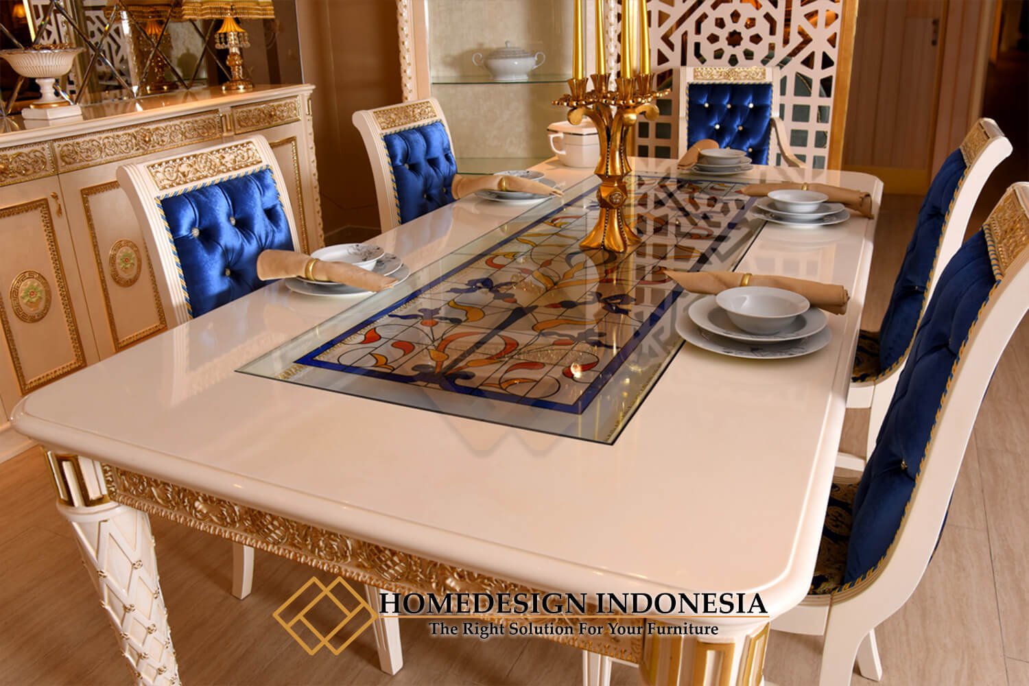 Meja Makan Klasik Mewah Jepara Grongie Luxurious Carving FM-327.1
