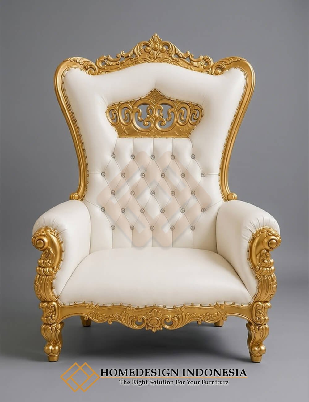 Royal Queen Chair 2 Seater Crown Carving Model FM-336.1