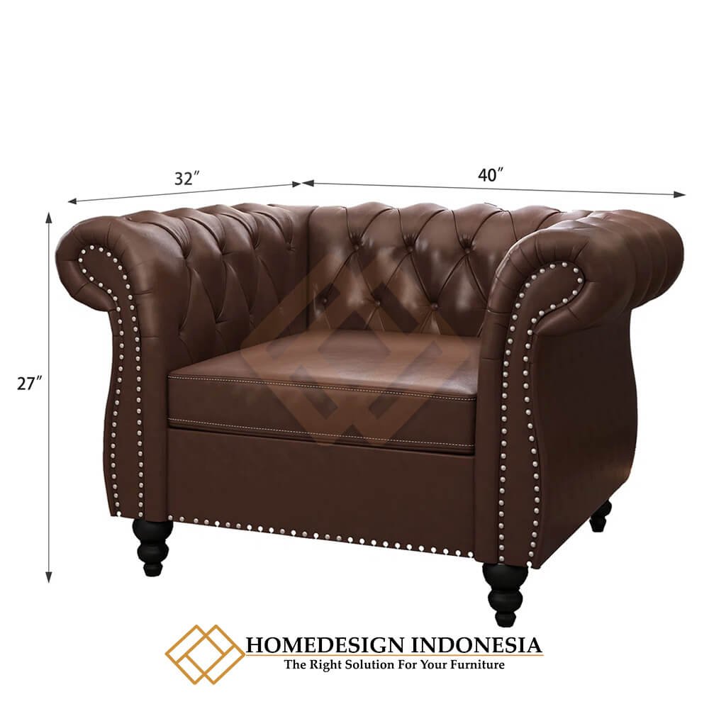 Set Sofa Tamu Minimalis Chesterfield Design Luxury Leather FM-361.2