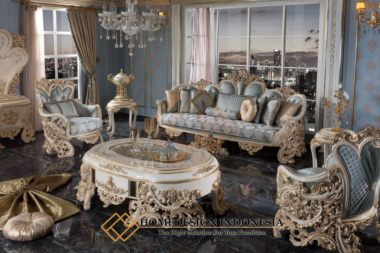 Set Sofa Ukiran Mewah Furniture Sofa Klasik FM-359