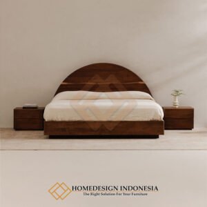 Dipan Minimalis Kayu Jati Half Moon Natural Walnut FM-375